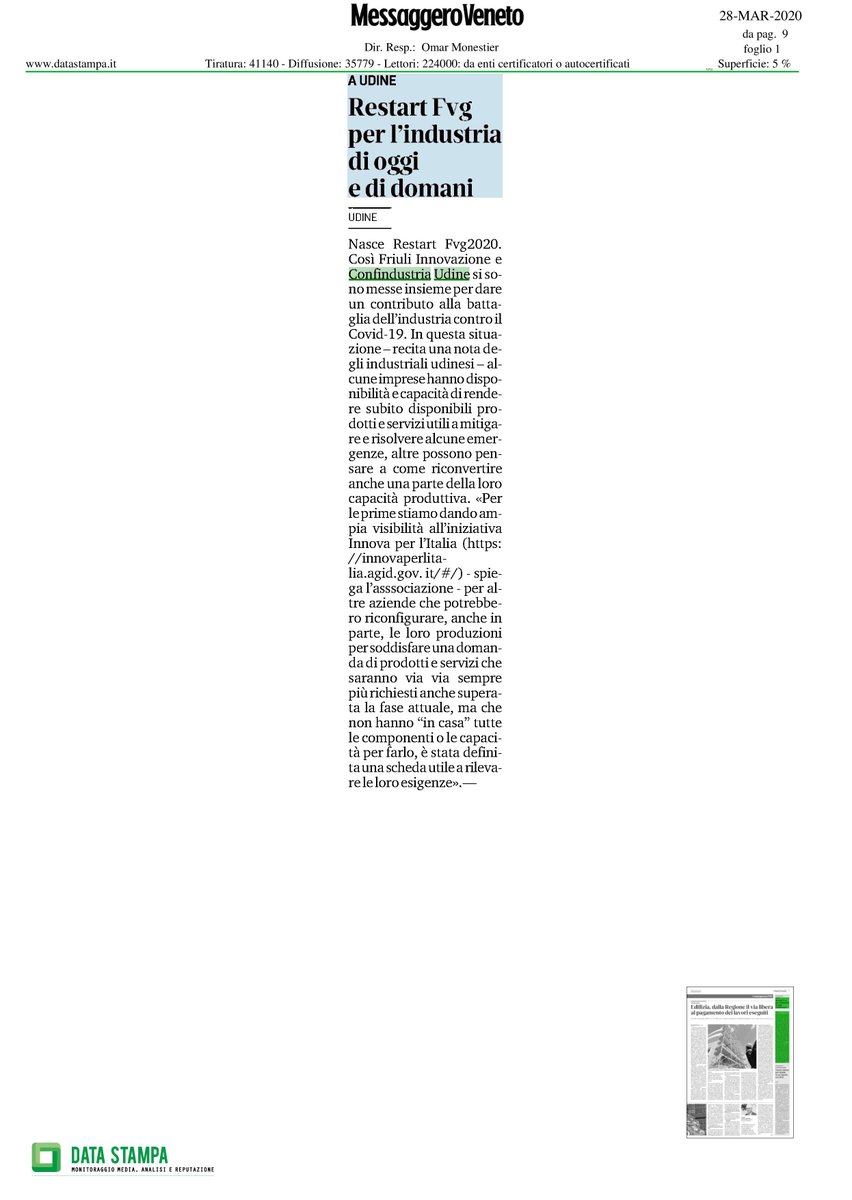 ConfindustriaUd's tweet photo. #RestartFVG per l'#industria di oggi e di domani
@FriuliInnovazio e #Confindustria #Udine insieme per supportare le #aziende contro il #COVID19 | Assistenza nella messa a disposizione di prodotti/servizi per fronteggiare l'#emergenza e per attuare una riconversione industriale. https://t.co/inn8YmuKvJ