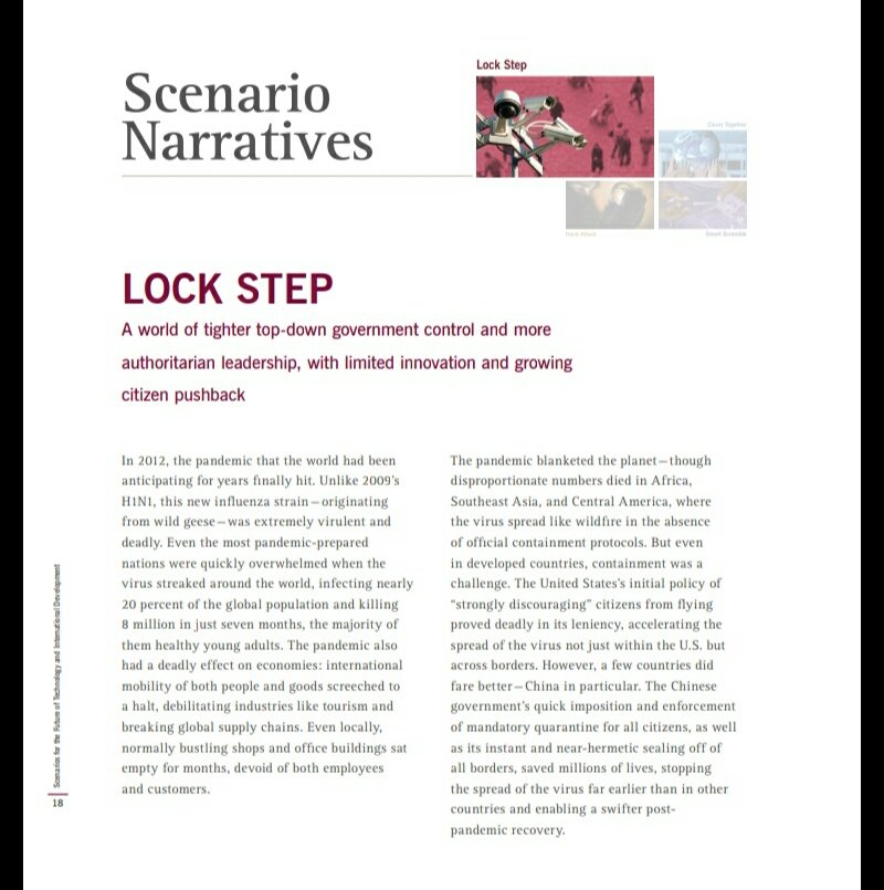 2/ This Rockefeller report written in 2010 predicts things that would happen in the next decade. Terrifying how this "scenario" almost scene for scene describes the  #CoronavirusOutbreak and  #CoronaLockdown. Including how it would first break out in China & how it would respond!