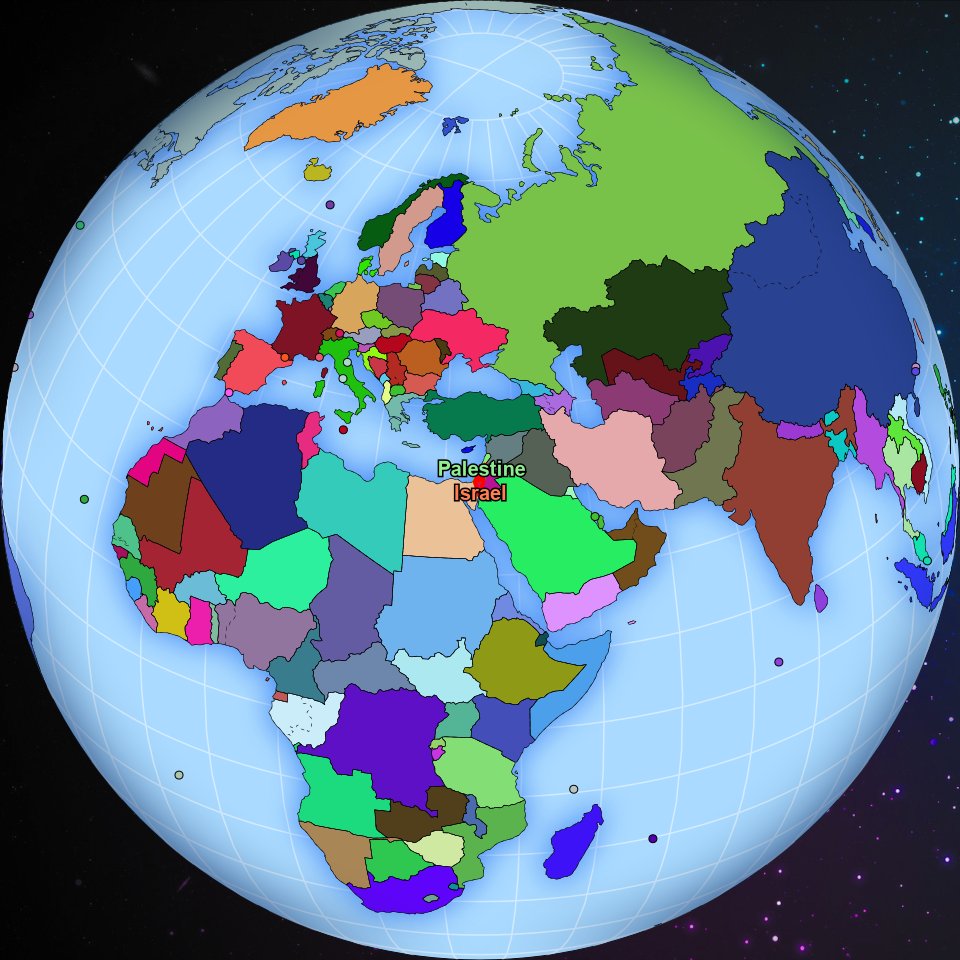 worldwarbot's tweet image. August 2021, Palestine conquered Israel territory.
Israel has been completely defeated.
189 countries remaining.
Check the full map at worldwarbot.com/bots/wwbot
#Palestine #Israel