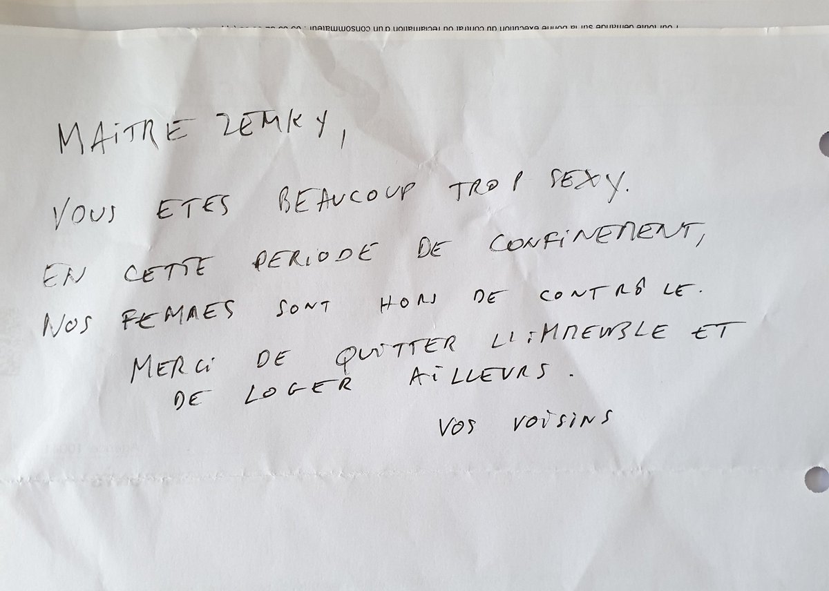 MaitreZemky's tweet image. Mot laissé dans ma cage d'escalier. Vraiment honte de ce pays.
