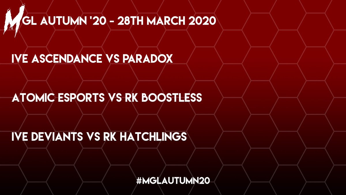 Join us this afternoon from 17:00 for the week 4 Saturday Stream!

3 games from this week will be streamed and casted!

Find it here: youtube.com/channel/UCKVdi…

See you all there!
#KeepTheMomentum
#MGLAutumn20