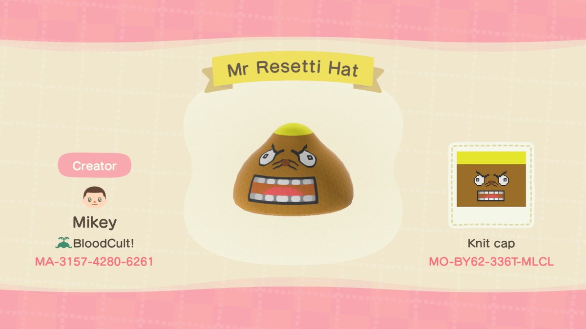 minehack1's tweet image. I crated a Mr Resetti Hat ;^D #MrResetti #Resetti  #AnimalCrossing #ACNH #NintendoSwitch