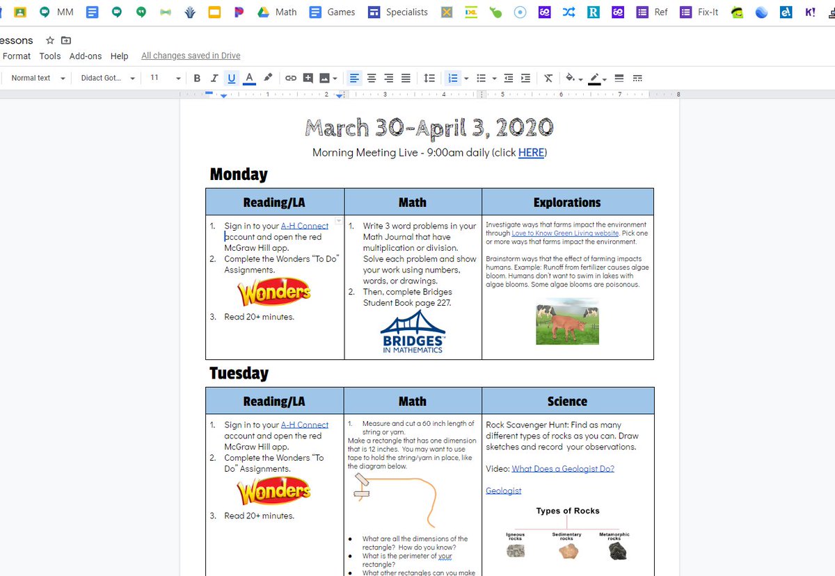 Excited to launch our 4th grade distance learning plan!! Each day, students will complete their guided tasks via Google Classroom &amp; connect through Google Meet!
#distancelearning #hyperdoc #clsgreats