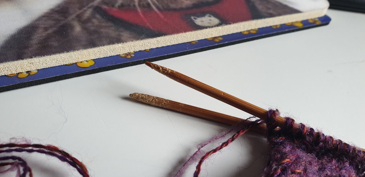 Catbell74's tweet photo. Started this knitting project about 4 years ago....I'm fairly certain the needles weren't in this state then!!!! #cats #kittyantics #ashaigstrikesagain #craft #knitting https://t.co/C3Fm9WsyWM