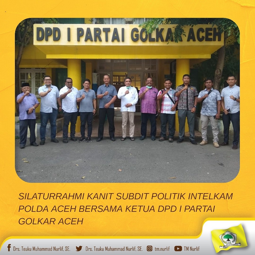 TM_Nurlif's tweet photo. Silaturrahmi kanit subdit politik intelkam polda Aceh bersama ketua DPD I partai GOLKAR Aceh. https://t.co/nmLtdk6XTl