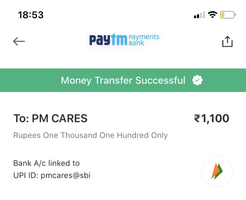 AmritTandon's tweet photo. Contributing towards #PMCaresFund in support of @narendramodi Requesting fellow Indians around the world to contribute. Extraordinary times needs extraordinary measures. https://t.co/UHIU8imCCe