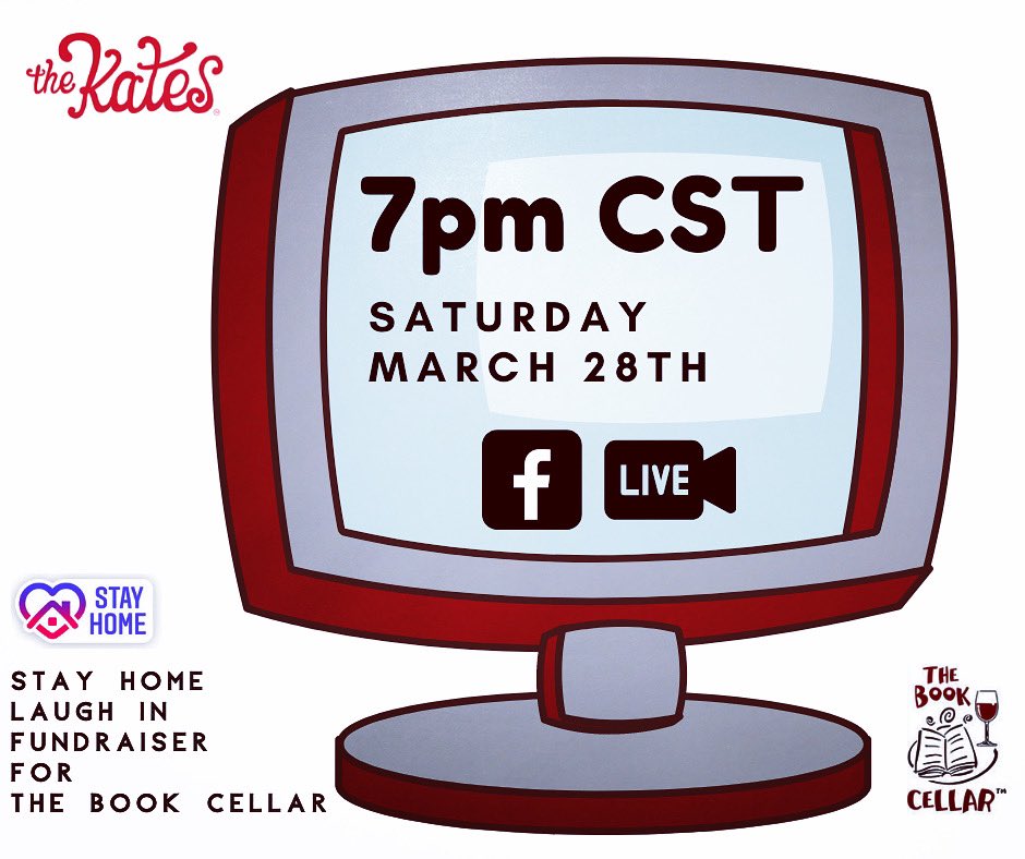 .<a href="/thekatescomedy/">thekates</a> <a href="/BookCellar/">Book Cellar</a> fundraiser TONIGHT 7pm CST 📚🤑The goal is to a do Facebook Live BUT everyone famous is also using this platform. SOOOOO if we can’t go live we do have a back up plan. WE GOT YOU!!! 7pm HERE: m.facebook.com/thekatescomedy @SoliComedy #StayAtHome #stayhome