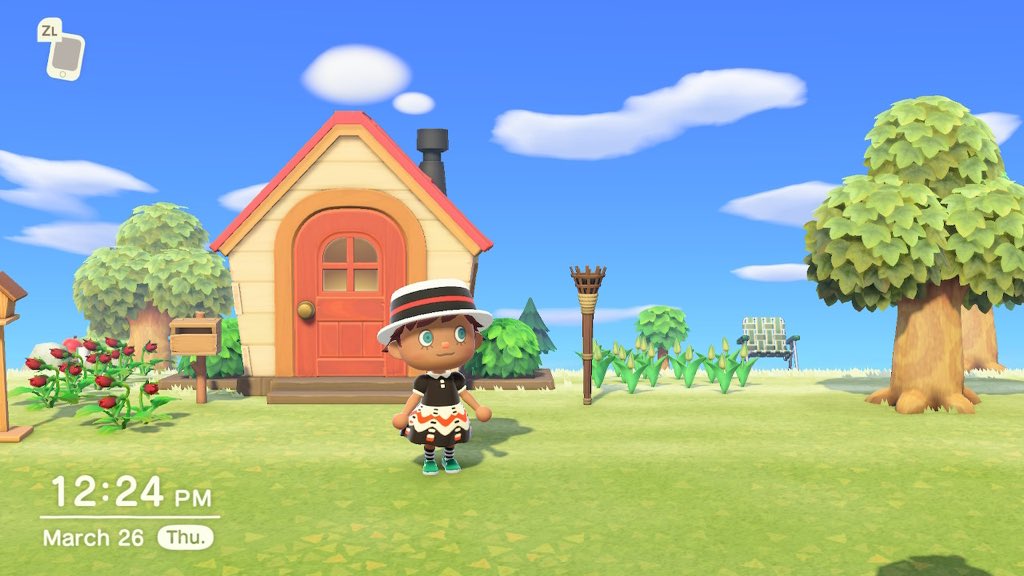 I made a dress the other day. Actually more like took an existing pattern and messed around with it to try to figure out how to do it. I like my hat.  #AnimalCrossingNewHorizons  