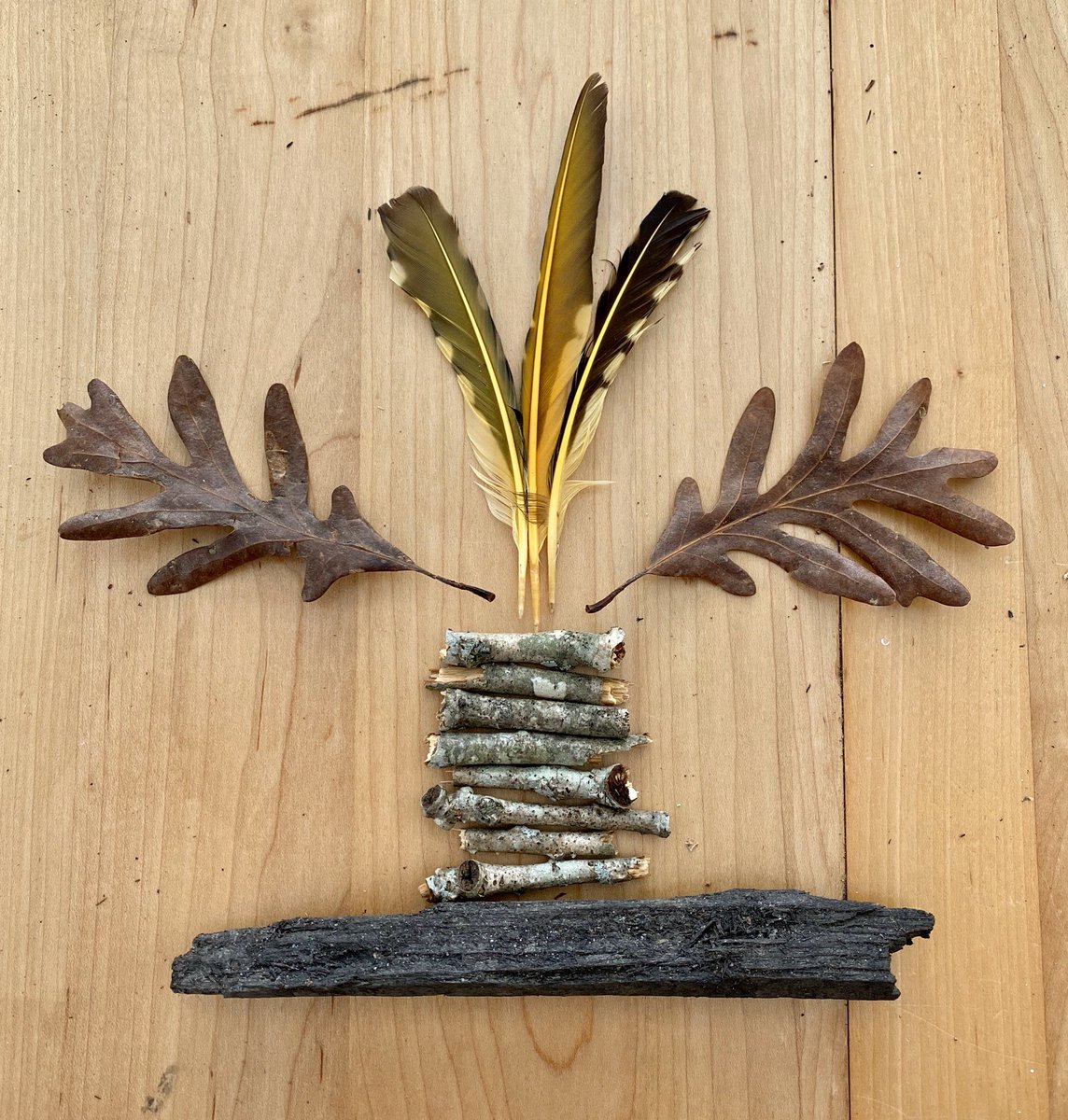 FreyFlamesART's tweet photo. Had fun this morning foraging for objects to create examples for a new “at home” art activity! I may have cheated &amp; brought it inside (too breezy and whoa pollen!), but my cats seemed to enjoy “helping” me. 😹🍃🍁#landart #symmetry #gnome #whimsical #achoo #keeparting @FreyFlames https://t.co/j1NYf7qZv3