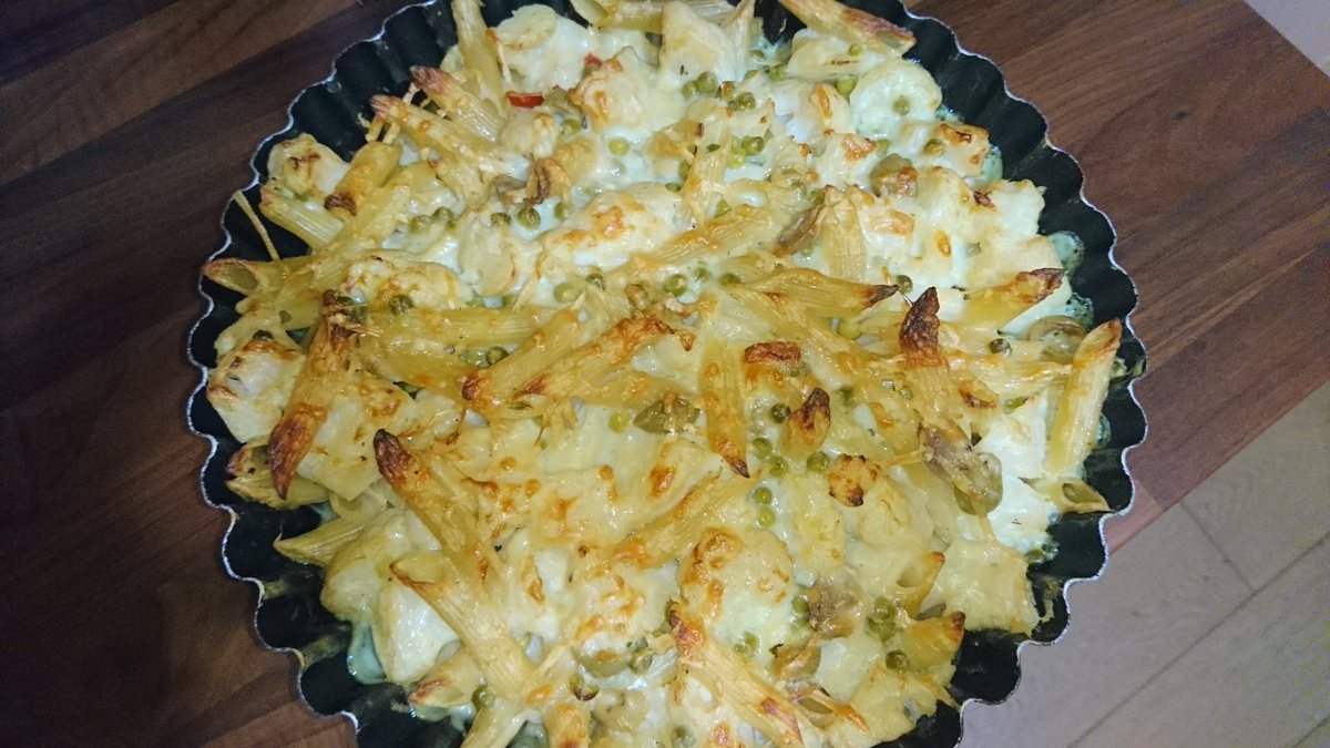  Gratin de chou-fleurC'est une de mes versions avec les restes du frigo Il te faut un chou-fleur cuit et coupé, petits pois, olives, béchamel au curry, fromage, pâtes pré-cuites.Mélange tous les ingrédients dans un plat et cuis jusqu'à ce qu'il y ait une jolie croûte.