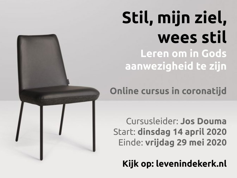 JosDouma's tweet image. In mei zou ik een cursus geven in Veenendaal over gebed, stilte, de ziel, contemplatie, kortom over het leren om in Gods aanwezigheid te zijn. Vanwege de coronacrisis gaat die cursus niet door. Maar er is nu wel een online alternatief! Leer hier meer: 
bit.ly/onlinecursusst…