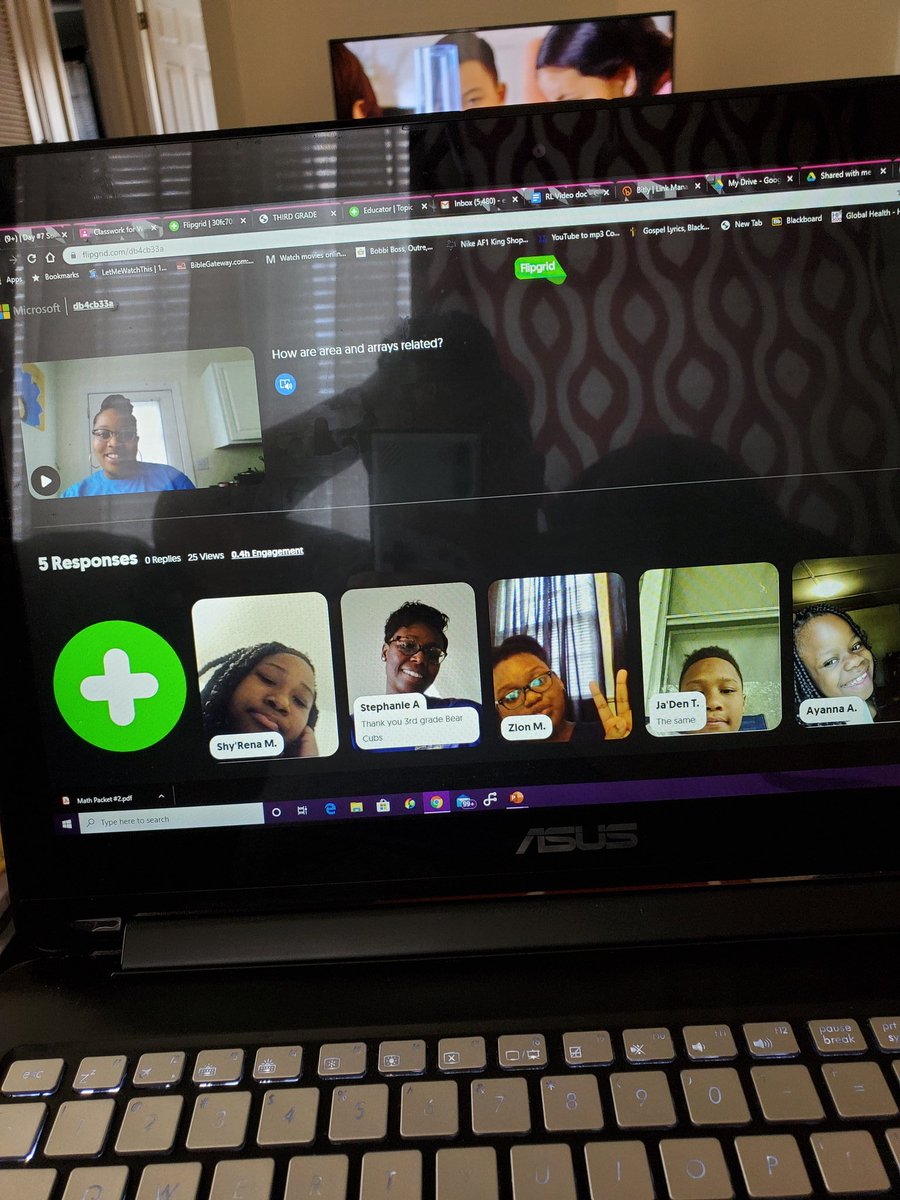 When checking yesterday's flipgrid videos from your remote learning teaching experience and see your principal up there! Made me smile today! No wonder she commented on my hair 🤣🤣<a href="/EMRollinsElem/">EM Rollins Bear Cubs</a>
