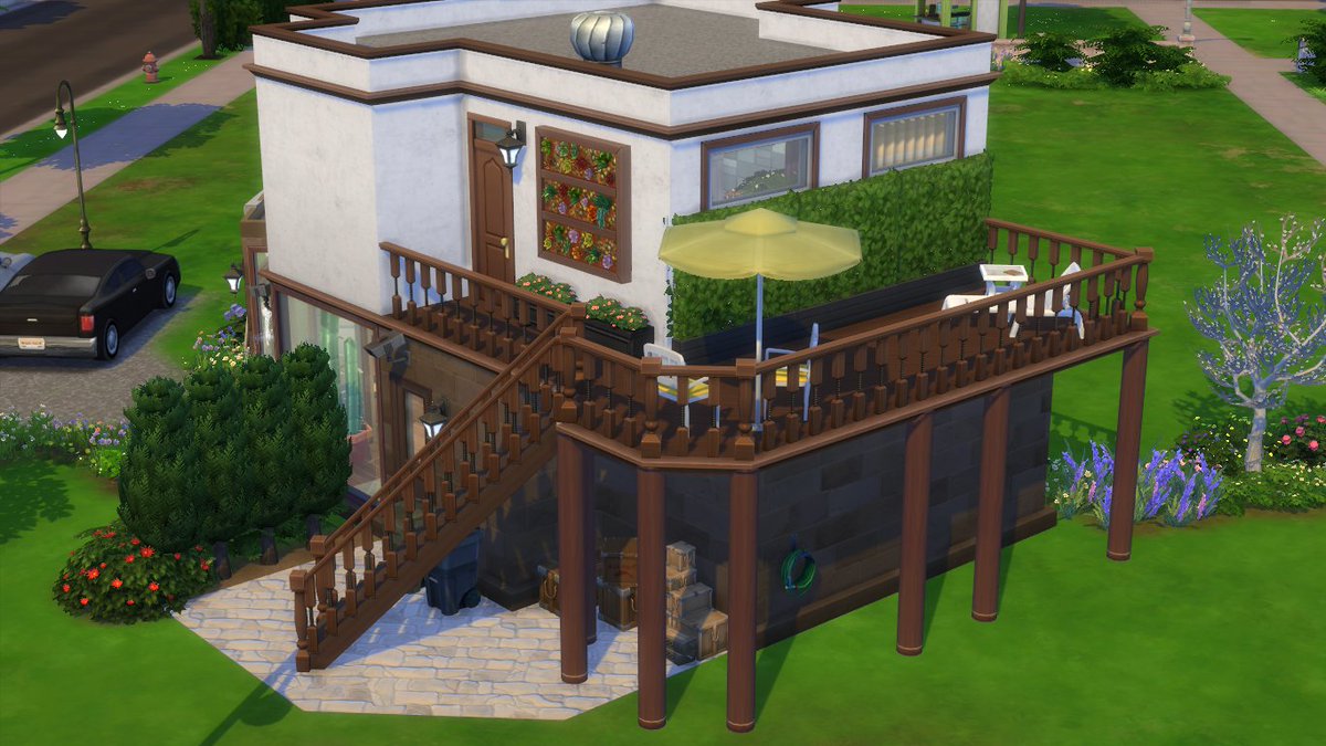 greenchylde's tweet photo. @lilsimsie #sadsimsieshell finished my shell! I created a bar with an upstairs apartment. #myfirstchallenge and I'm very happy with it though I could have tweaked it for another 8 hours. https://t.co/FEumpGEiyq