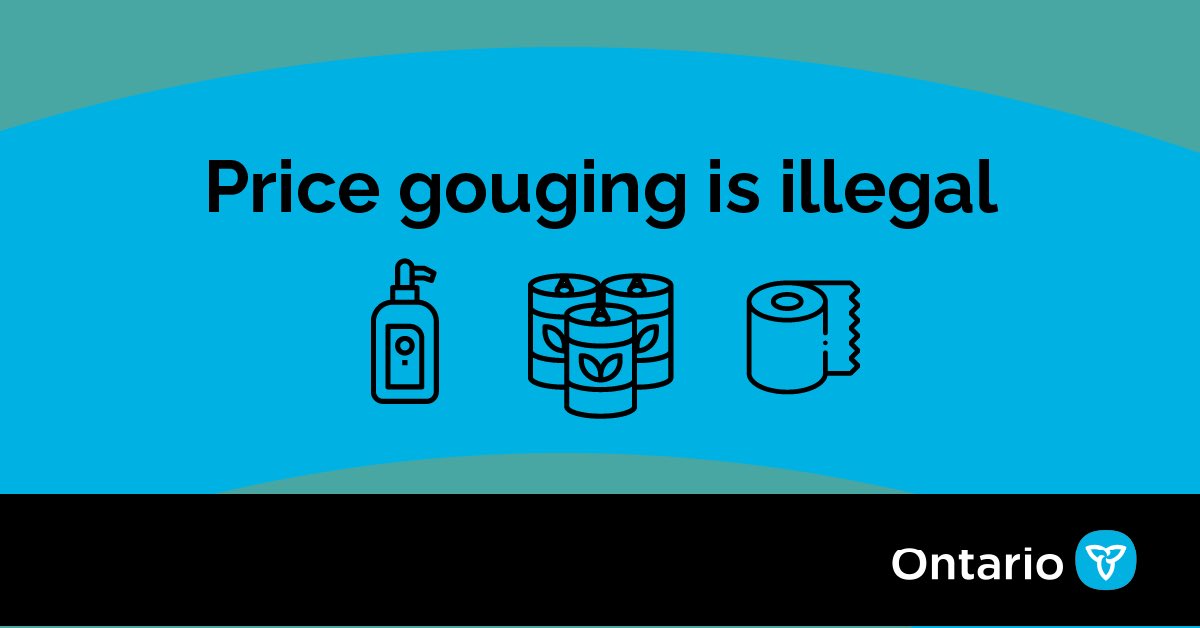 Ontario has banned businesses and individuals from selling critical supplies at inflated prices.While the vast majority of businesses do not participate in #pricegouging, those that do must be held accountable. Report price gouging here: ontario.ca/form/report-pr…