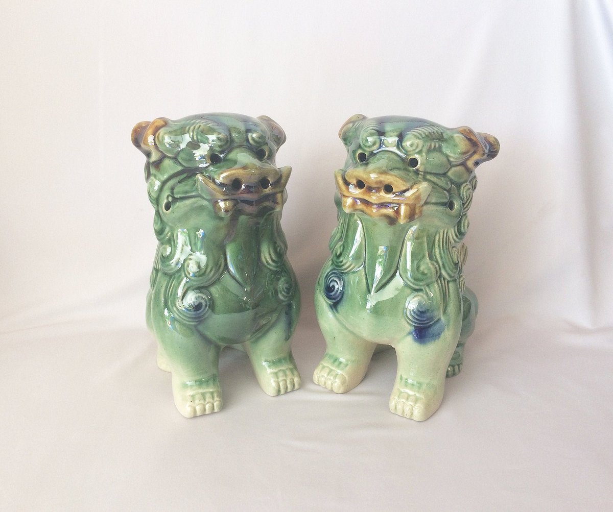 #etsy shop: Large FOO DOG Pair Blue and Green Ceramic Guardian Lions, Chinese Foo Dogs, Vintage Foo Fu Dogs, Asian Feng Shui Statues, Chinoserie Decor etsy.me/3dBdFIW #blue #green #vintage #foodogs #shishi #chinoiserie #asian #asiandecor #lion #chinese #dogs