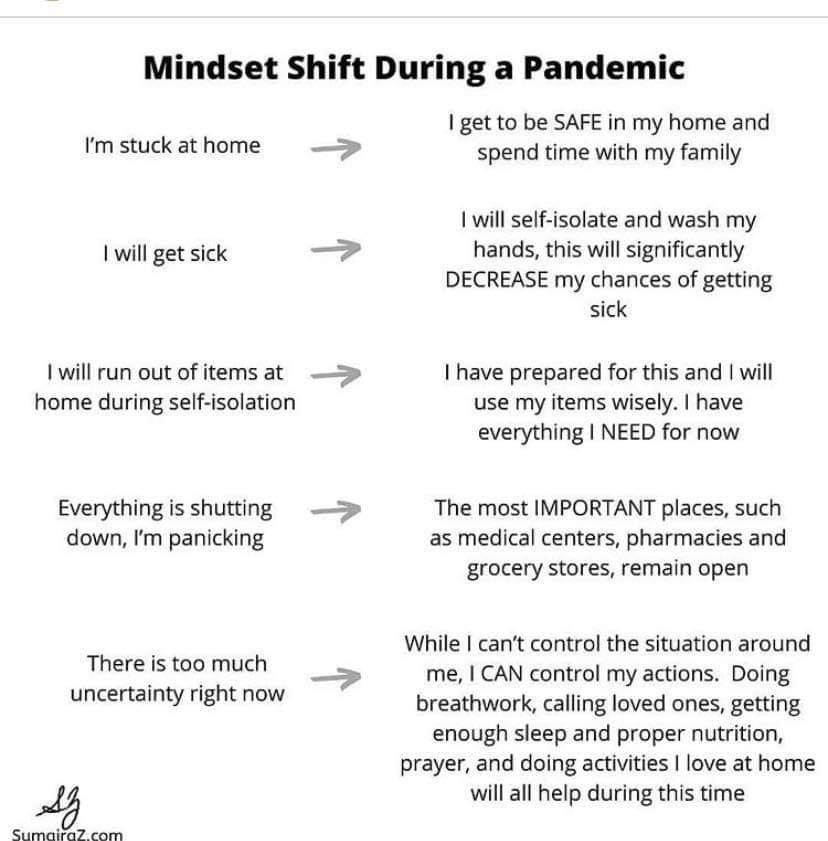 SedgwickCounty's tweet photo. Getting through this difficult time will take a shift in mindset and that’s tougher than we think, especially when there is so much uncertainty. It’s important to try to focus on things we can control and be grateful for everything we still have. https://t.co/6BttHuf5UY