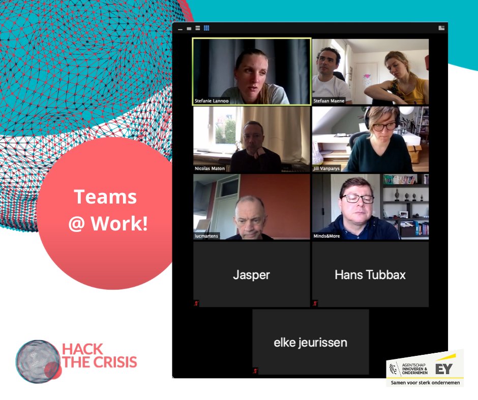 BelgiumHack's tweet photo. Virtual brainstorm session going on here, looking good guys!🤩 #hackthecrisisbe #covid19 #blijfinuwkot https://t.co/bASYvAkDUt