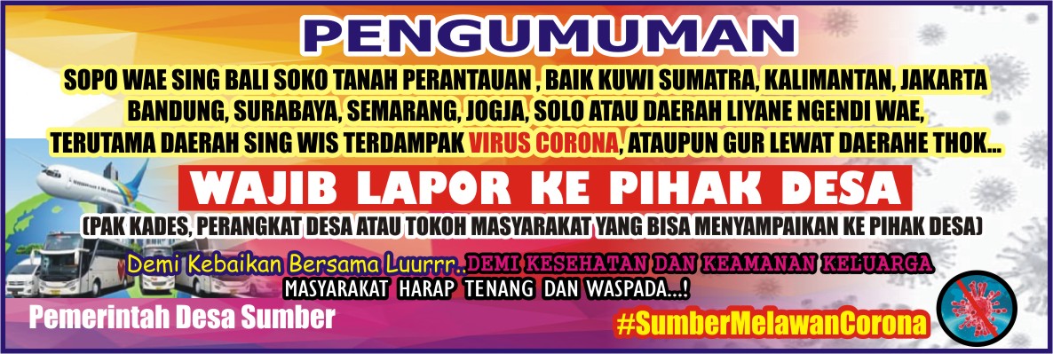 Monggo bahu membahu bersama kita putus mata rantai penyebaran  virus Corona Covid-19 
#SumberMelawanCorona
#NangOmahWahe 
#SumberMantapBerkaryq
<a href="/ganjarpranowo/">Ganjar Pranowo</a> <a href="/AriefRohman_838/">BUPATI BLORA</a> <a href="/BPBDblora/">BPBD BLORA</a> <a href="/Kec_Kradenan/">Kecamatan Kradenan</a> <a href="/Ariskadessumber/">Aris Susanto</a> @ArisFudiansyah <a href="/info_kradenan/">Kradenan, Blora</a> <a href="/infoSumber/">Info Sumber</a> <a href="/basoriismu95/">Basori Ismu</a>