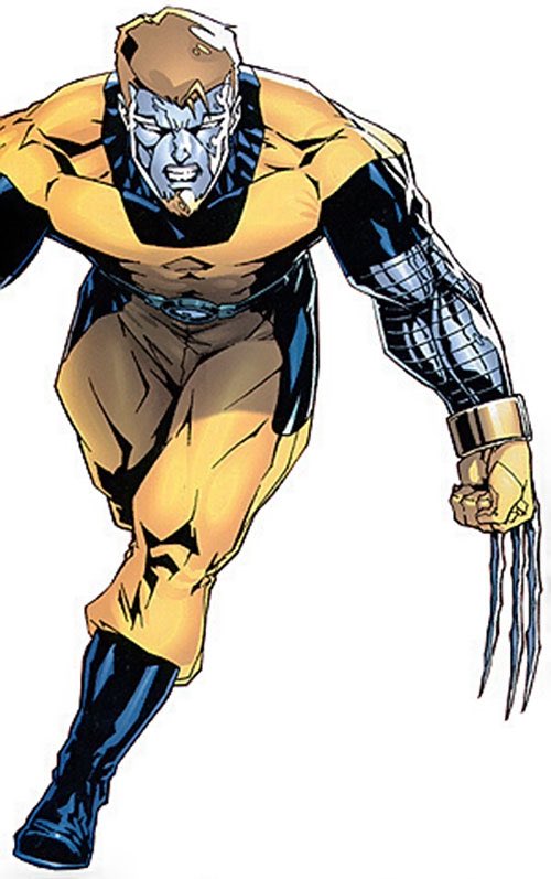 6. Calvin Rankin, Mimic. Possédant le don de dupliquer les capacités de mutants, il possède toujours ceux des 5 d’origine bien qu’il ne soit rester dans l’équipe que pour une mission, il a un parcours difficile, membre des Dark X-Men, il est mort pour sauver Cyclope il y a peu..