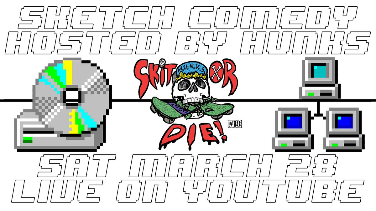 HUNKScomedy's tweet photo. Tonight at 8pm CST we're going live and hosting a very special edition of Skit or Die.

It's all going down at https://t.co/BdIFlc74yO

We've got sketch videos from some of the best on the continent!
https://t.co/mO12cofvng for deets https://t.co/cTWCSYSnyC