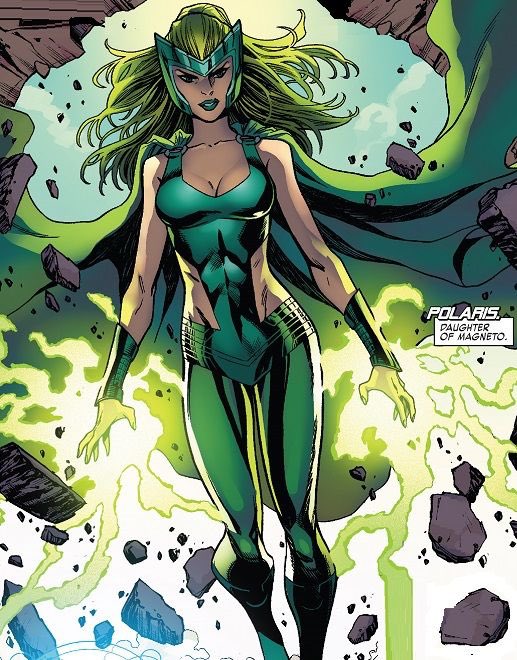 8. Lorna Dane, Polaris. Justement elle a rejoint les X-Men en même temps que lui, Lorna est.. la fille de Magneto ! Alors ennemi juré des X-Men... elle possède les mêmes pouvoirs de magnétisme que son père, grande membre d’X-Factor elle est à la tête de la dernière version