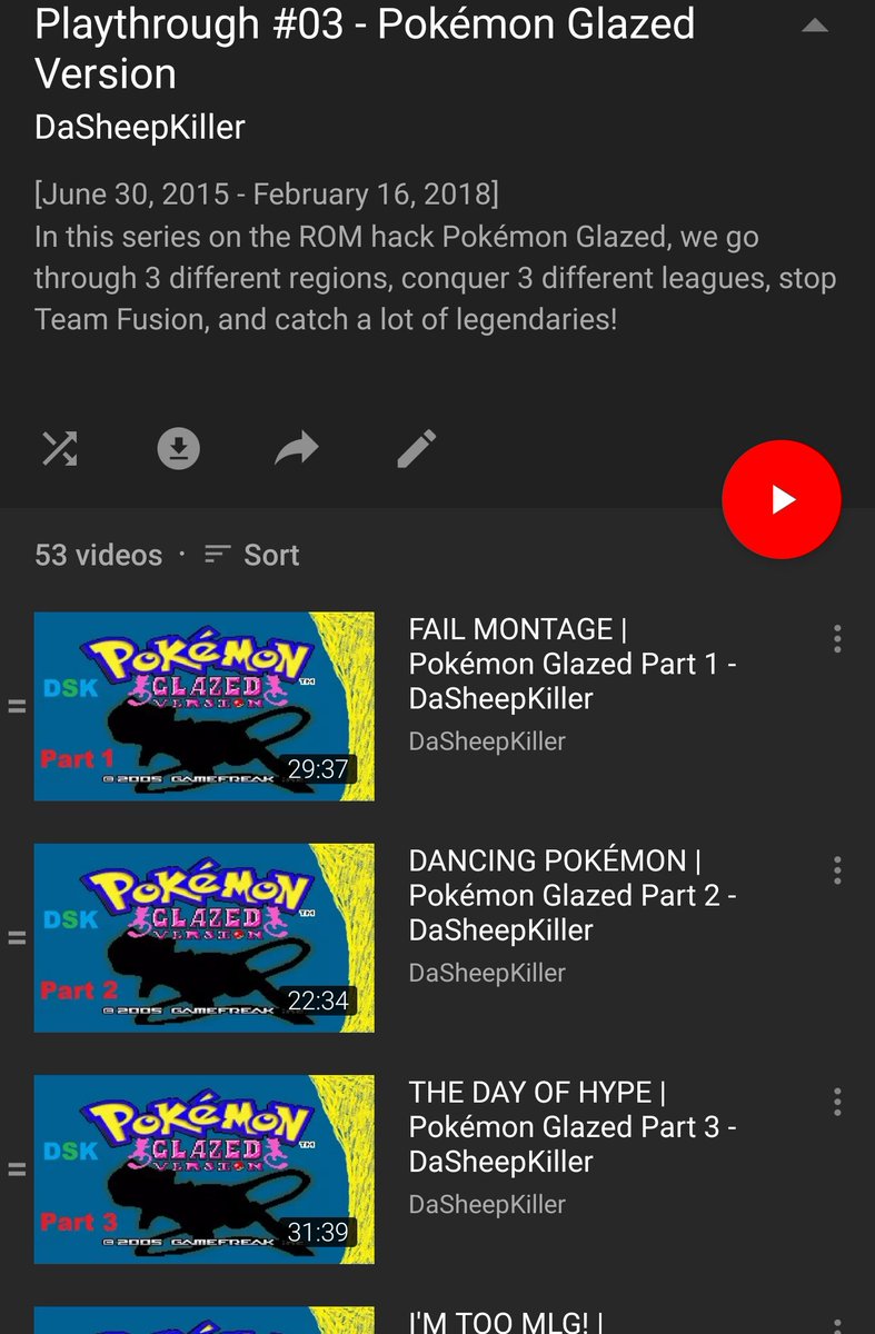 Pokémon Glazed:I started this the day after Light Platinum. Back then I didn't focus on one lp, because of that both Glazed and LP started in 2015 and ended in 2018, and you can tell a difference between the earlier and later videos. Also this is a contender for my favorite hack