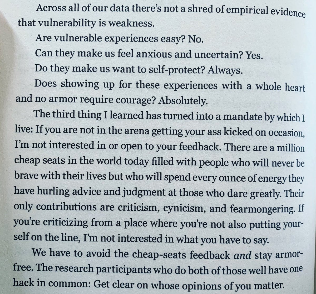 saralfenn's tweet photo. Starting over Dare to Lead by @brenebrown from the very beginning—this part always commands a pause for a fist pump. Seems like everyone can benefit from Brené’s message right now. Continue to lean in to vulnerability for the #bravework and #toughconversations with a #wholeheart. https://t.co/PdPNTjlTtv