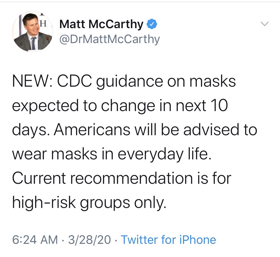 And where will Americans get these masks they have to wear everyday when there is not even enough supply available at the moment?The supply chain is a total mess and people in CYA (cover your ass) roles of procurement still acting like people aren’t dying.