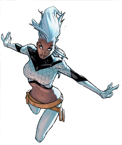 15. Ororo Munroe, Tornade. Mutante Kenyane devenue une Déesse (au Wakanda via son ex-mari Black Panther) Tornade commande à la météo et est surpuissante, elle a même eut son propre Marteau : Stromcaster ! Ancienne voleuse elle a souvent dirigé les X-Men, ajd chez les Marauders !