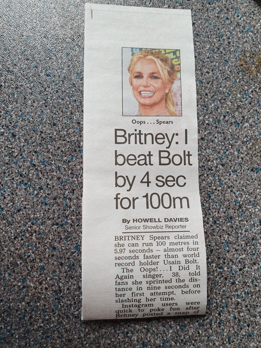 Mike Parry On Twitter A Very Big Thanks To The Thousands Of You Who Acknowledged My Incredible Foresight After Learning Britney Spears Has Knocked 4 Seconds Off Usain Bolt S 100m World Record