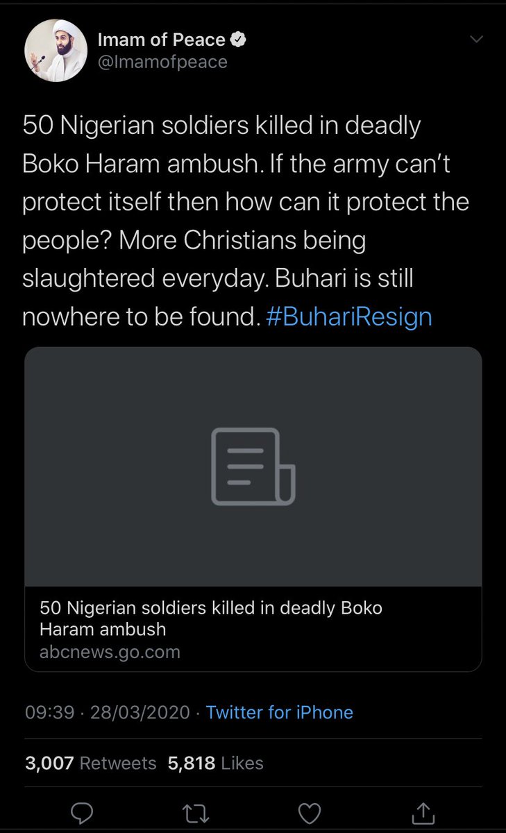 They’ve killed both Muslim Nigerians and Christian Nigerians.Take a look at his tweetsThis one says 50 soldiers killed, the bigger percentage of the soldiers Killed are Muslims but he still found a way to input “more Christians being slaughtered everyday”