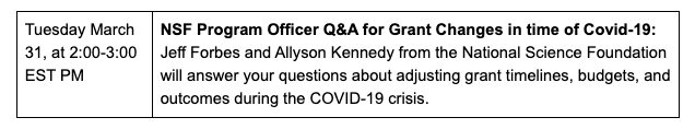 lsudol's tweet photo. Do you have an active NSF project with schools? Wondering how Covid shutdowns impact your grant? Join @csforall and @NSF for a call about grant changes in the time of #Covid19 #CSforALL #RPPforCS
Register here: https://t.co/9HxitZLFcc https://t.co/CKhRXItM0r