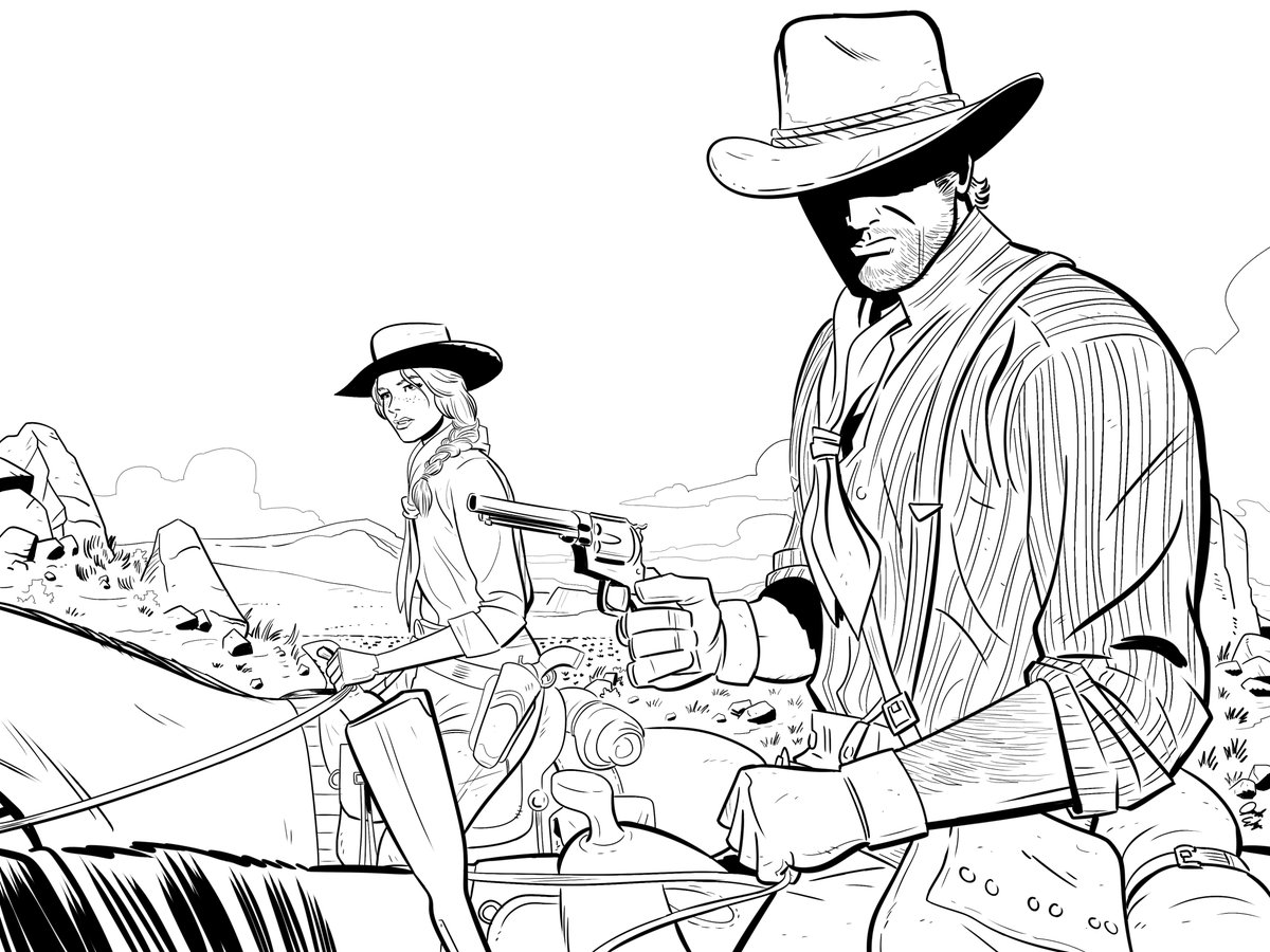 Jacob Edgar on Twitter: "Arthur and Sadie from Red Dead Redemption 2. to draw more a John Ford background than the reference https://t.co/B8PmyaiAsb" / Twitter
