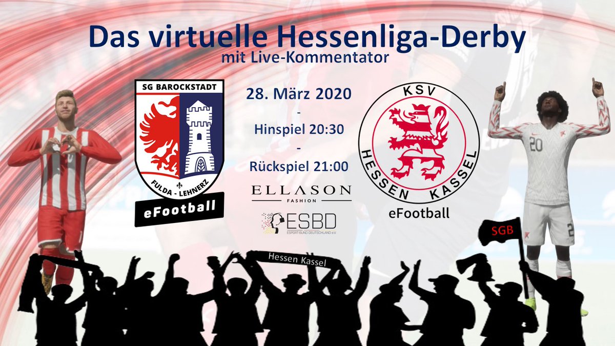 Das virtuelle Hessenliga DERBY LIVE!

<a href="/sgbarockstadt/">SG Barockstadt Esports</a> vs <a href="/HessenKsv/">KSV Hessen Kassel eFootball</a> 

Das Derby mit Hin.- und Rückspiel!

🕖Streamstart ca. 20:00 Uhr 
📺Link Twitch: twitch.tv/zima_tv_

#stayhome
#bleibtgesund
<a href="/VP_Gamingde/">VP-Gaming.de</a> 
<a href="/KSVHessenKS/">KSV Hessen Kassel</a>