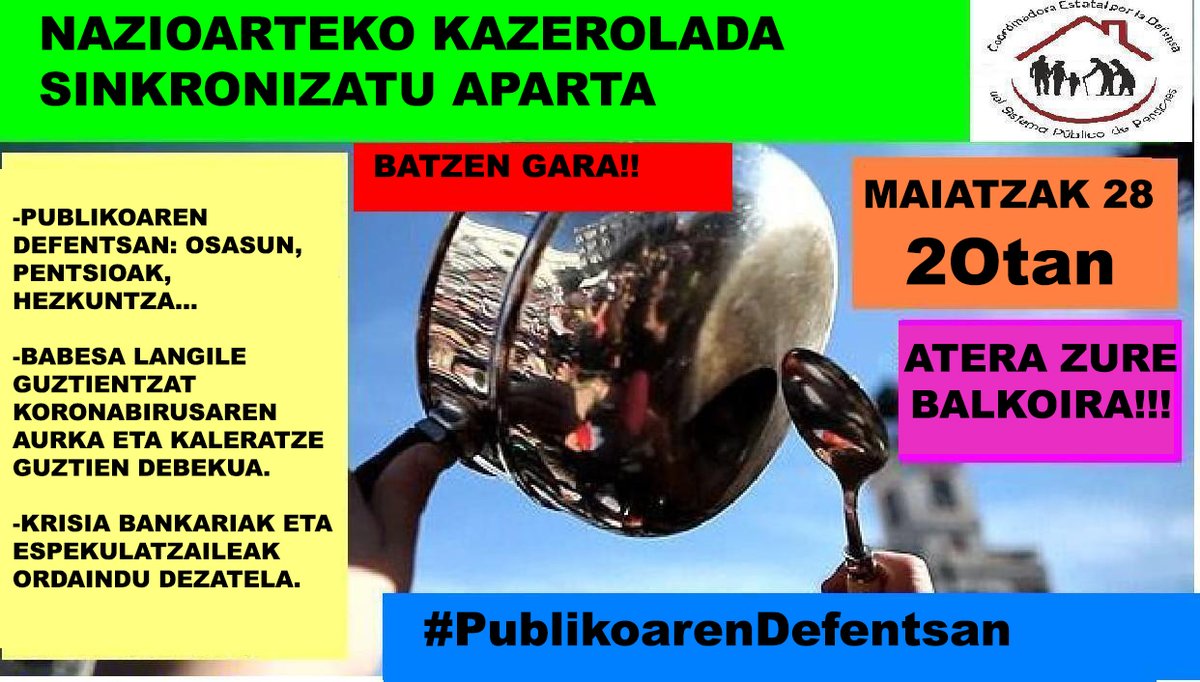 CoordPJLO's tweet photo. Lasarte-Oriako Pentsiodun eta Erretiratuen Koordinakundea akzio honetara batzen da. PARTE HARTZEARI EZ UTZI

#Covid19 #ActivosDesdeCasa #PublikoarenDefentsan https://t.co/GgFYc1M2Mx