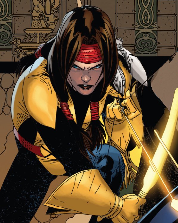 Danielle Moonstar, Mirage. Tout d’abord appelé Psyché, c’est une native Cheyenne, se battant avec un arc et des flèches elle a perdu ses pouvoirs suite à House of M mais reste aujourd’hui encore membre des New Mutants, elle a même été une Valkyrie du Valhalla !