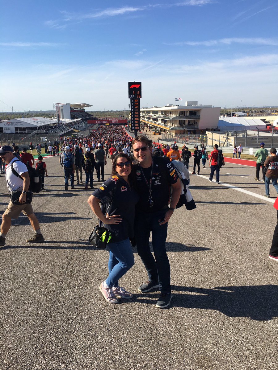 MicheleHelmink's tweet photo. That time, when we went to the US Grand Prix ❤️. I’m so glad we could go, and experience this!! It was a beautiful day and exciting race, Austin 11/2019. #COTA #F1 #myfirstrace #MaxVerstappen https://t.co/cf2mJ7j09P