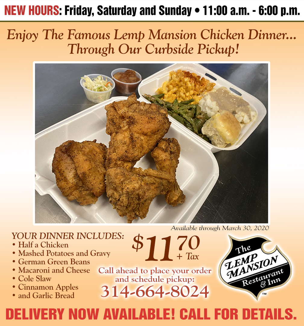 TheLempMansion's tweet photo. Beat the dreary weekend blues with the ultimate #ComfortFood: @TheLempMansion Famous Chicken Dinner. Available today &amp; Sun., from 11am. Request your #ParanormalPack for hours of frightfully good entertainment! #StLouis #stl #chickendinner #stldining #paranormal #haunting #ghosts https://t.co/81bc0kbwMZ
