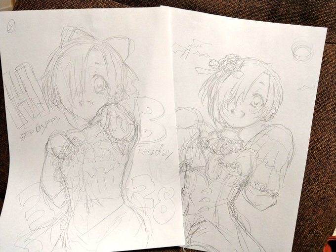 はぴば絵候補だったものたち。(見にくい)
別の機会で描きたいなと。 