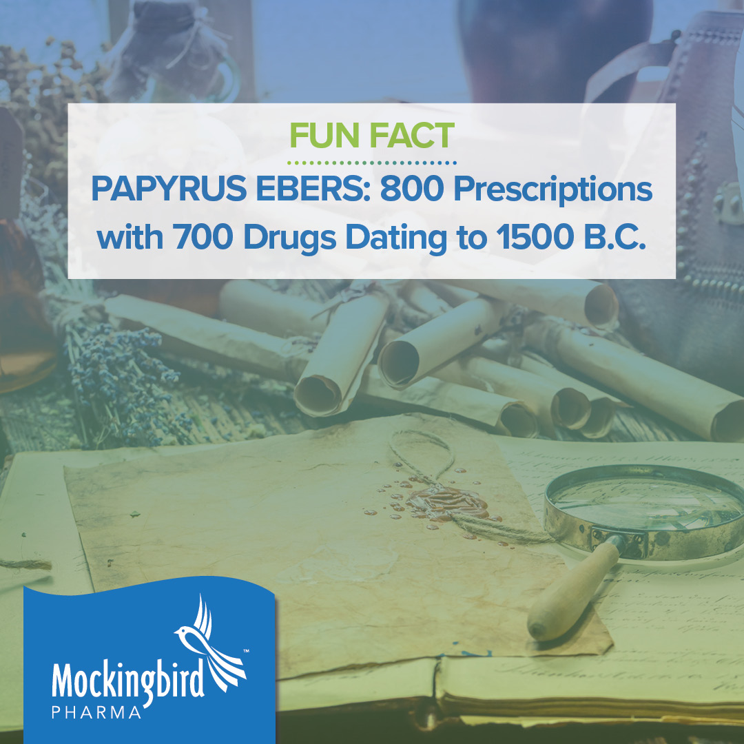 MbirdPharma's tweet photo. Fun fact: One of the oldest pharmaceutical records found were in ancient Egypt. The "Papyrus Ebers," a collection of 800 prescriptions mentioning 700 drugs, date back to around 1500 B.C. https://t.co/HTYZb3RvL7