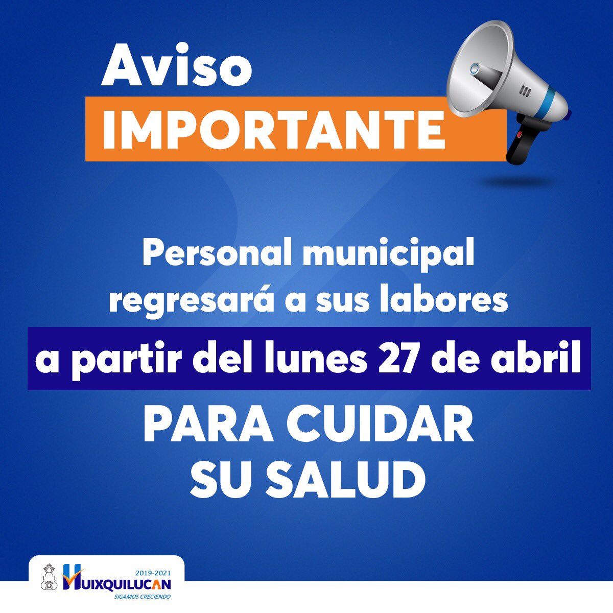 He dado la instrucción de ampliar periodo de sana distancia, hasta el 27 de abril, es decir, será en esta fecha en que la administración pública municipal regrese a laborar. Seguiré atento el desarrollo de la contingencia para analizar más medidas preventivas que se requieran👇