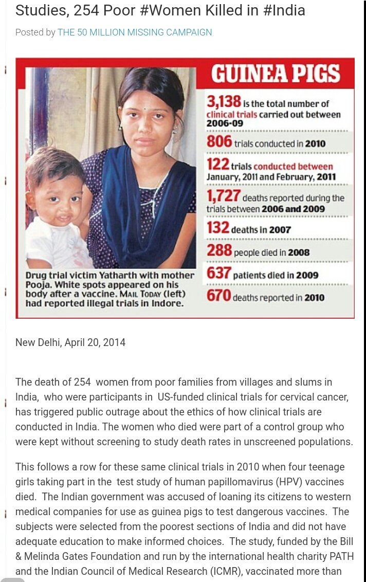 1727 underage girls died when Gates foundation injected them with vaccines for cervical cancer without consent. Would India be so foolish as to allow Gates to peddle his  #Corona vaccine now?