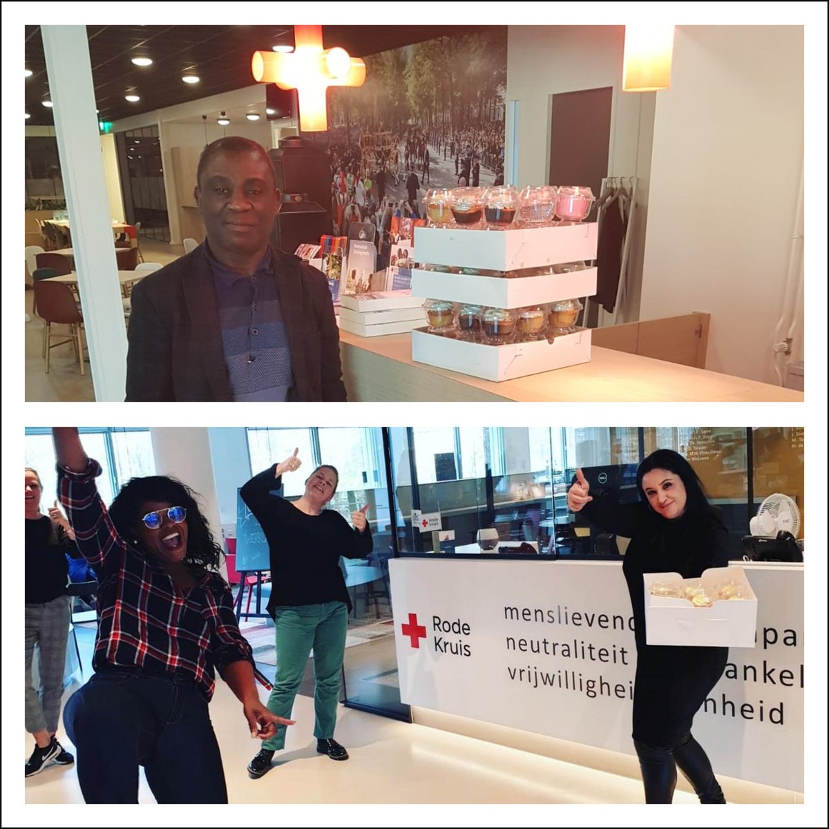 Nermina Brkic van <a href="/PerfectPastrynl/">Nermina Brkic</a> heeft dankzij haar gulle klanten #cupcakes gedoneerd aan lokale organisaties, waaronder <a href="/RodeKruis/">Rode Kruis</a>! Alle vrijwilligers kregen er 1. <a href="/LeilaPrnjavorac/">Leila Prnjavorac</a> helpt haar hiermee &amp; via de School of Shapers werd het uitgezet. Top actie! #schoolofshapers