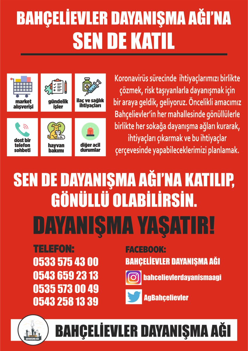 bahcelievlersyk's tweet photo. Bahçelievler Dayanışma Ağı Kuruldu...
Salgına Karşı Önlemi, Kapitalizme Karşı Mücadeleyi Birlikte Yükseltelim!
Dayanışma Yaşatır! https://t.co/NmROeXMMq5