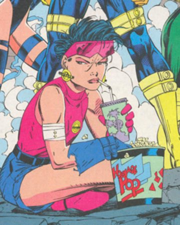 32. Jubilation Lee, Jubilee. La protégée de Wolverine elle peut projeter des feux d’artifice ! Shogo est son fils adoptif, elle a été changé en vampire et avait perdu ses pouvoirs suite à HoM devenant Wondra des NewWarriors, redevenu une mutante elle est ajd chez Excalibur