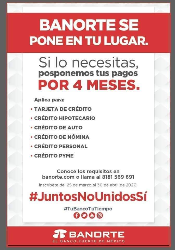 RobertoPsyche's tweet photo. Estimados @Banorte_mx , saben que esto es publicidad engañosa? No se están posponiendo los pagos. Por favor, la situación no está para oportunismos.

@Profeco @MarthaTagle https://t.co/M2ewt6XCxS