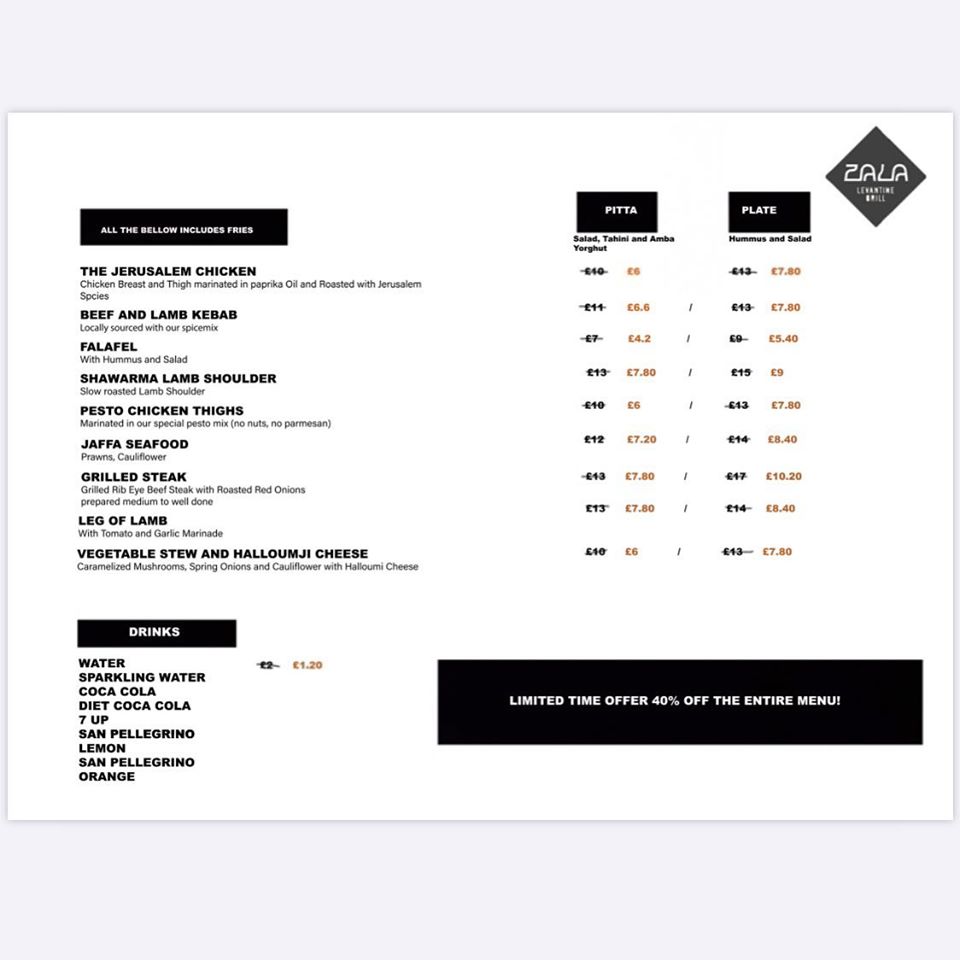 zalagrill's tweet photo. Tired of cooking? Check out our menu below 🥙 available order with @Deliveroo Give us a call on 07384 342144. 

#ZalaGrill https://t.co/b7GtU6CTZ8