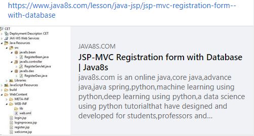 SilanSoftware's tweet image. JSP MVC with database tutorial || java8s || SilanTechnology
java8s.com/lesson/java-js…
#Javatrainingwithprojects
#SilanTechnologyBBSR
#java8s
call to : 0674-2361252
