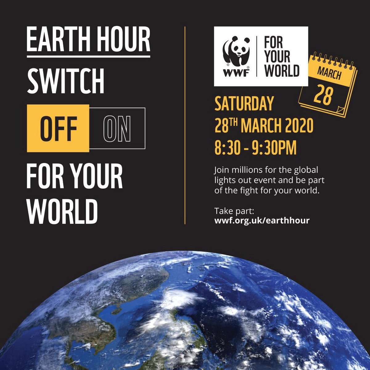 Tonight at 20:30 people across the world are turning their lights off to support our planet. I challenge you all to do the same, maybe even your electronics too and see how you can stay entertained! #earthhour2020 #earthhouruk #fightforyourworld
