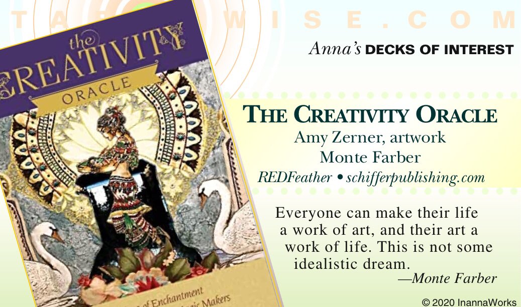 tarotwise's tweet photo. 3-28 Anna's review of #TheCreativityOracle justed posted. #REDFeather #SchifferPublishing #AmyZerner #MonteFarber
The Zerner-Farber team tells us that “Creativity is simply using mindfulness to respond to a challenge” and that “Mindfulness is bringing your full attention to... https://t.co/4AUI5FOnrk